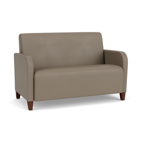 Lesro Siena Lounge Reception Loveseat, Walnut, MD Farro Upholstery SN1501